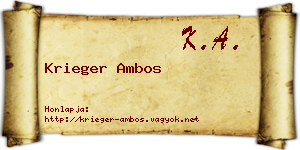 Krieger Ambos névjegykártya